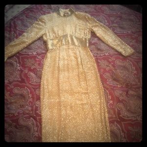 Lillie Rubin -  Retro Couture Gold Beaded Gown